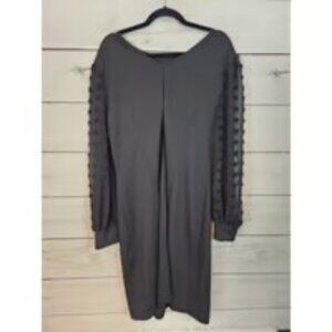 Hanna Nikole Women's Black Solid Round Neck Long Sleeve Midi Dress Size 18W